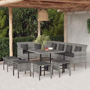 Conjunto de Muebles de Jardín de Ratán PE Gris, Grande y Resistente, para Patio - Product Image 1