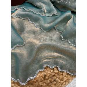 Magnifique sari Jarkhan orné de diamants pour les fêtes, robes de cocktail élégantes - Product Image 2