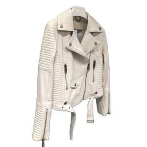 Nueva Chaqueta de Cuero para Mujer, Estilo Moto, Manga Larga, Negra, Corta, con Cinturón en la Cintura, Transpirable, Resistente al Viento, con Bolsillos con Cremallera - Product Image 3