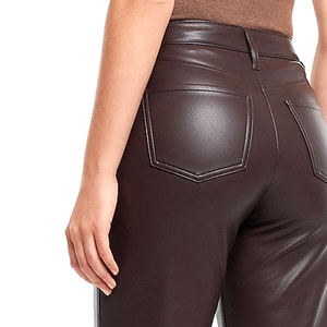 Regular <b>Stretch</b> Genuine Lambskin Leather Pants Women Casual Low Waist Fashionable High Quality Breathable Winter Flat Front - Product Image 5