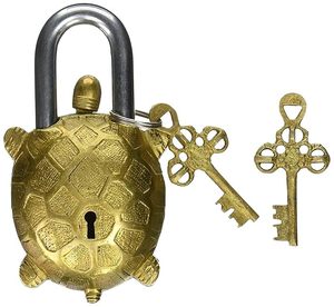 Candado de Latón con Forma de Tortuga Vintage con Llaves, Candado Decorativo de Estilo Antiguo para Puerta de Casa, Regalo - Product Image 4
