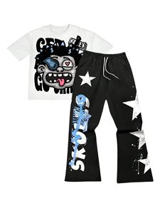 Conjunto de 2 Piezas para Hombre, Camiseta con Estampado Gráfico y Pantalones Deportivos con Cordón Ajustable, Ropa Urbana, OEM, Personalizado, al por Mayor - Product Image 4