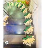 Tapis d'escalier multifonctionnels faits à la main en fil de plumes de paon indiennes, magnifiques, lot de 10, pour la décoration de festivals et la maison