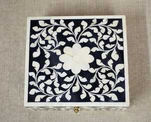 Handcrafted Natural Camel Bone Inlay Jewelry <b>Box</b> – <b>Floral</b> Decorative Storage - Product Image 4