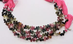 Perles facettées en tourmaline naturelle de qualité supérieure, forme poire, 8 pouces, taille 4x6 mm, perles de pierres précieuses en tourmaline multicolores - Product Image 6