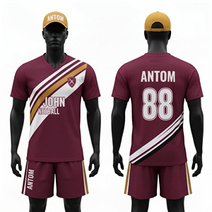 Custom Men Netball Uniforms Sublimated <b>Jersey</b> <b>Shorts</b> Set Maroon Team Wear Australia NZ USA Wholesale Manufacturer OEM Design - Product Image 1