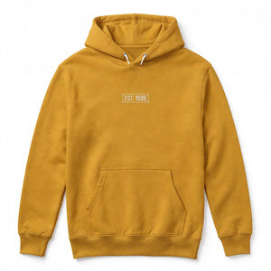 เสื้อฮู้ดดี้ผู้ชายดีไซน์เรียบง่าย ผ้าฝ้ายถัก 100% ทรงปกติ สวมใส่สบาย มีโลโก้ที่คอหลัง ดีไซน์กระเป๋า เป็นมิตรต่อสิ่งแวดล้อม BD - Product Image 4