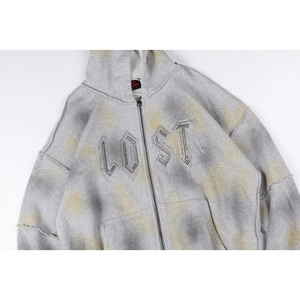 Sudadera con Capucha para Hombre, Personalizada, de Invierno, Estilo Holgado, Hombros Caídos, Bordado Desgastado, Lavado Ácido, 100% Algodón, Felpa, Secado Rápido - Product Image 5