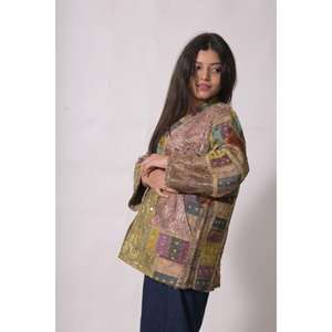 Veste en coton patchwork avec travail de miroir, manteau bohème fait main, veste ethnique vintage indienne, veste bohème pour femme pour les festivals - Product Image 3