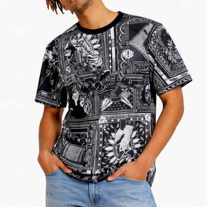 Camiseta para Hombre con Sublimación Completa, Diseño Gráfico Negro, Estilo Urbano, Poliéster, Camisetas Deportivas para Mujer, Personalizadas, Marca Privada, OEM, Suministro al por Mayor - Product Image 1