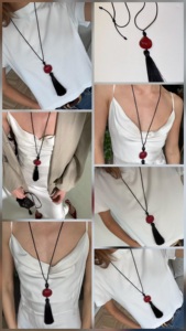 จี้ห้อยพู่หินอาเกตแบบขายส่งสั่งทำได้ ตกแต่งภายในรถยนต์สุดหรูสำหรับงานปาร์ตี้ พู่ไหมทำมือ หินอาเกตลายธรรมชาติ - Product Image 5