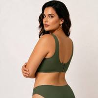 Soutien-gorge sans couture à col en V brillant pour femmes grandes tailles, bretelles larges, sans armatures, sculptant, avec logo personnalisé en relief, marque privée, vente en gros