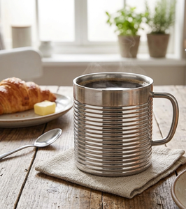 Taza de Acero Inoxidable para Hogar y Oficina, Elegante Taza de Café y Té de Doble Pared, Perfecta para Escritorio, Biblioteca y Ambiente de Cafetería - Product Image 5