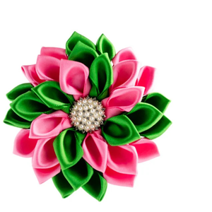 Pink and Green Flower <b>Brooch</b> Elegant Floral Lapel <b>Pin</b> Accessory for Women Fashion Decoration with Premium Fabric - Product Image 5