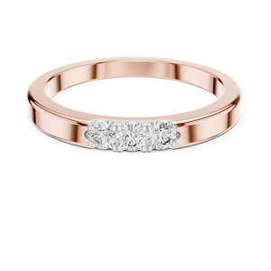 LAB GROWN THREE DIAMOND SOLID BAND <b>SET</b> in 18KT ROSE GOLD RHODIUM PLATED EVERYDAY WEAR GLAM <b>VALENTINE</b> <b>GIFTING</b> for WOMEN - Product Image 4