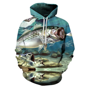 Sweat à capuche de pêche imprimé 3D, pull à capuche nouvelle collection, motif loup personnalisé par sublimation, sweat-shirt streetwear imprimé - Product Image 1