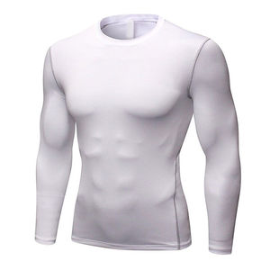 <b>Men's</b> White Full Sleeve Rash Guard Quick Dry Spandex Polyester <b>Compression</b> <b>Shirt</b> - Product Image 1