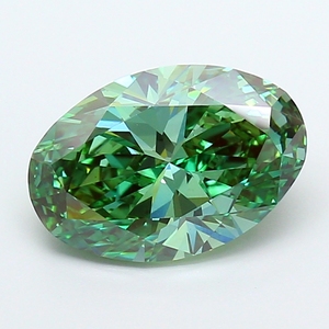 Diamant ovale de 3,03 carats, cultivé en laboratoire, vert vif fantaisie, VS1, certifié IGI, diamant CVD en vrac pour la fabrication de bijoux - Product Image 1