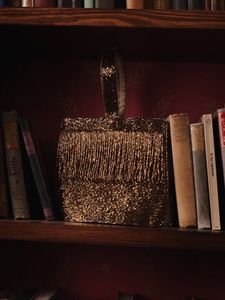 Gold Beaded <b>Top</b> Handle Handbag <b>Fringe</b> Design Women Fashion Carry Bag Structured Tote Style Evening Party Purse Accessory - Product Image 3