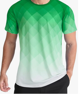 Camiseta de Manga Corta con Estampado Geométrico para Hombre, Cuello Redondo, Secado Rápido, Ajuste Deportivo, Tejido de Poliéster, Corte Ajustado, Largo Regular - Product Image 3