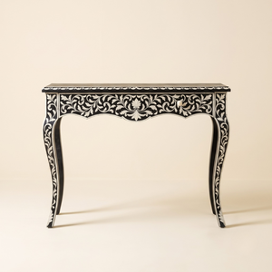 Mesa Consola con Incrustaciones Florales, Diseño Floral Moderno para Sala de Estar, Dormitorio, Pasillo, Cocina, Oficina en Casa - Product Image 1