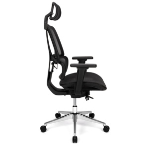 Black high back aluminum base mesh rolling <b>wheels</b> <b>chair</b> - Product Image 2