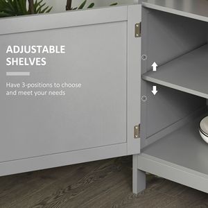 Gray 2-Level Cabinet Wooden <b>Buffet</b> Console <b>Table</b> with Open Shelf for Kitchen Dining Room Villa Wine Cellar Living Room Storage - Product Image 6