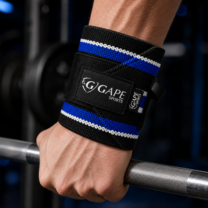 GAPE SPORTS Bandes de soutien pour poignets Noir Bleu Blanc Fermeture réglable à scratch pour la musculation et l'entraînement de force OEM - Product Image 5