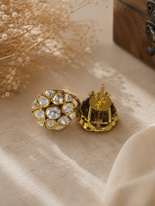 Boucles d'oreilles clous en argent sterling 925 Kundan Polki, plaquées or, avec moissanite, bijoux indiens pour femmes, fournisseur en gros - Product Image 5