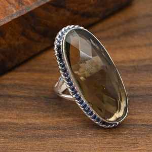 Bague en topaze fumée, argent sterling 925, bijou artisanal, topaze naturelle, cadeau de nouvel an pour femme - Product Image 4