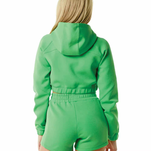 Novedades en Ropa de Mujer: Conjunto de 2 Piezas con Sudadera Corta con Cremallera y Pantalones Cortos, Diseño Sólido, para Uso Casual - Product Image 2