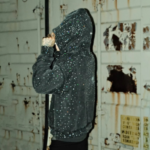 Sweat-shirt à capuche surdimensionné élégant orné de strass pour hommes et femmes, sweat-shirt à capuche graphique de qualité supérieure avec des détails scintillants - Product Image 6