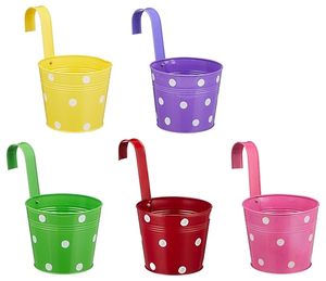Jardinera Redonda con Puntos para Barandilla de Balcón Multicolor |   Macetas Metálicas con Barandilla de Puntos para Balcón y Jardinería en Casa - Product Image 2