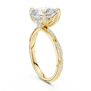 Bague solitaire en or jaune avec diamant taille poire, élégante bague de fiançailles et de mariage, pavé de diamants, bijoux de luxe pour femmes - Product Image 3
