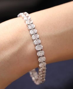 Luxury Oval Cut Moissanite Tennis Bracelet <b>Iced</b> <b>Out</b> Hip Hop Jewellery White Gold Diamond Look Wrist <b>Chain</b> - Product Image 2