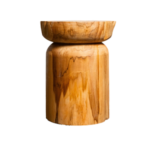 ARTERRA Luxury Rustic Modern Teak Natural Cylinder <b>Stool</b>-Handcrafted Solid Wood Furniture - Product Image 2