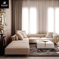 Canapé modulaire en cuir de style moderne de luxe léger Boca Design Premium Villa, ensemble de canapés personnalisables, meubles de salon