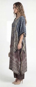 Vestido Kaftán de Poliéster y Seda con Plumas para Mujer, Vestido Largo Maxi, Corte Holgado, Elegante, Modesto y Fluido para Verano, Invierno, Primavera y Otoño - Product Image 2