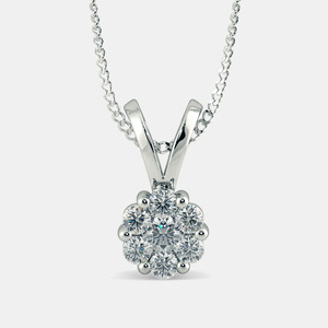 Collar con Colgante de Diamantes Cultivados en Laboratorio, Diseño Floral Redondo en Oro Blanco - Product Image 1