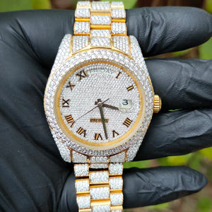 นาฬิกาสไตล์ฮิปฮอปสุดหรูรุ่นลิมิเต็ดอิดิชั่น ประดับเพชรโมอิสซาไนต์ VVS สีทองเหลือง พร้อมกลไกจักรกล - Product Image 1