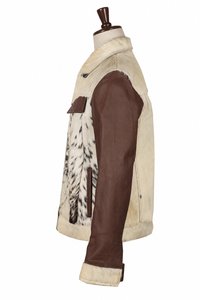 <b>Men's</b> Genuine <b>Leather</b> <b>Jacket</b> With Fur Lining Turn-Down Collar Casual Winter Wear Zipper Closure Brown Regular Fit - Product Image 2
