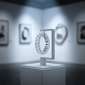 Joyería Fina de Envío Inmediato, Anillo de Eternidad de Lujo en Oro Blanco de 14K con Diamante de Laboratorio Corte Esmeralda HPHT de 2x3mm para Compromiso y Boda - Product Image 4