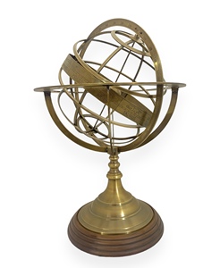 Globo Terráqueo Decorativo de Lujo con Anillos Zodiacales, Esfera Celestial de Latón Antiguo para Decoración de Mesa de Oficina - Product Image 1