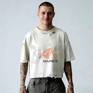 T-shirt court décontracté pour homme, respirant, coupe oversize, séchage rapide, effet vintage délavé, style boxy, vente en gros 2026 - Product Image 4