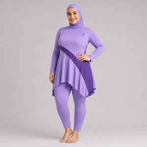 Ensemble Burkini Modeste Couvrant Entièrement la Silhouette pour Femme, Maillot de Bain à Séchage Rapide en Tissu Extensible, Tenue de Plage et Piscine à Manches Longues - Product Image 1