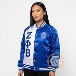 Chaqueta Universitaria Personalizada Zeta Phi Beta de GREEK TREASURES, de Alta Calidad, Transpirable, con Letras Bordadas en Satén - Product Image 2