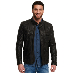 Men's Stylish <b>Slim</b> <b>Fit</b> Hooded Leather <b>Jacket</b> Detachable Hood and Multiple Pockets Plus Size Winter Season <b>jacket</b> for men - Product Image 1