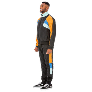 Survêtement pour homme à blocs de couleur, manches longues, fermeture éclair sur le devant, sportif, coupe classique, polyester respirant, poches latérales - Product Image 5