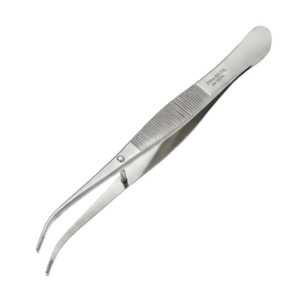 Pinzas Curvas de Acero Inoxidable con Dientes Finos, 160 mm, Instrumento Manual Dental y Oftálmico, Clase I, Modelo PZB-01-302, ISO13485 - Product Image 2