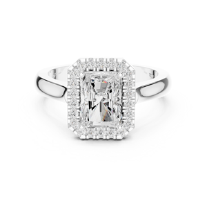 Anillo de Compromiso Clásico con Halo, Corte Radiante, Diamante Cultivado en Laboratorio, Oro de 14K, Certificado IGI, VS1 E, para Aniversario o Boda - Product Image 6
